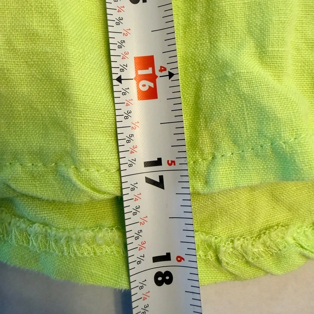 Athleta‎ Size 2 Daydream 100% Linen A-Line Skirt Flare Drawstring Lime Green